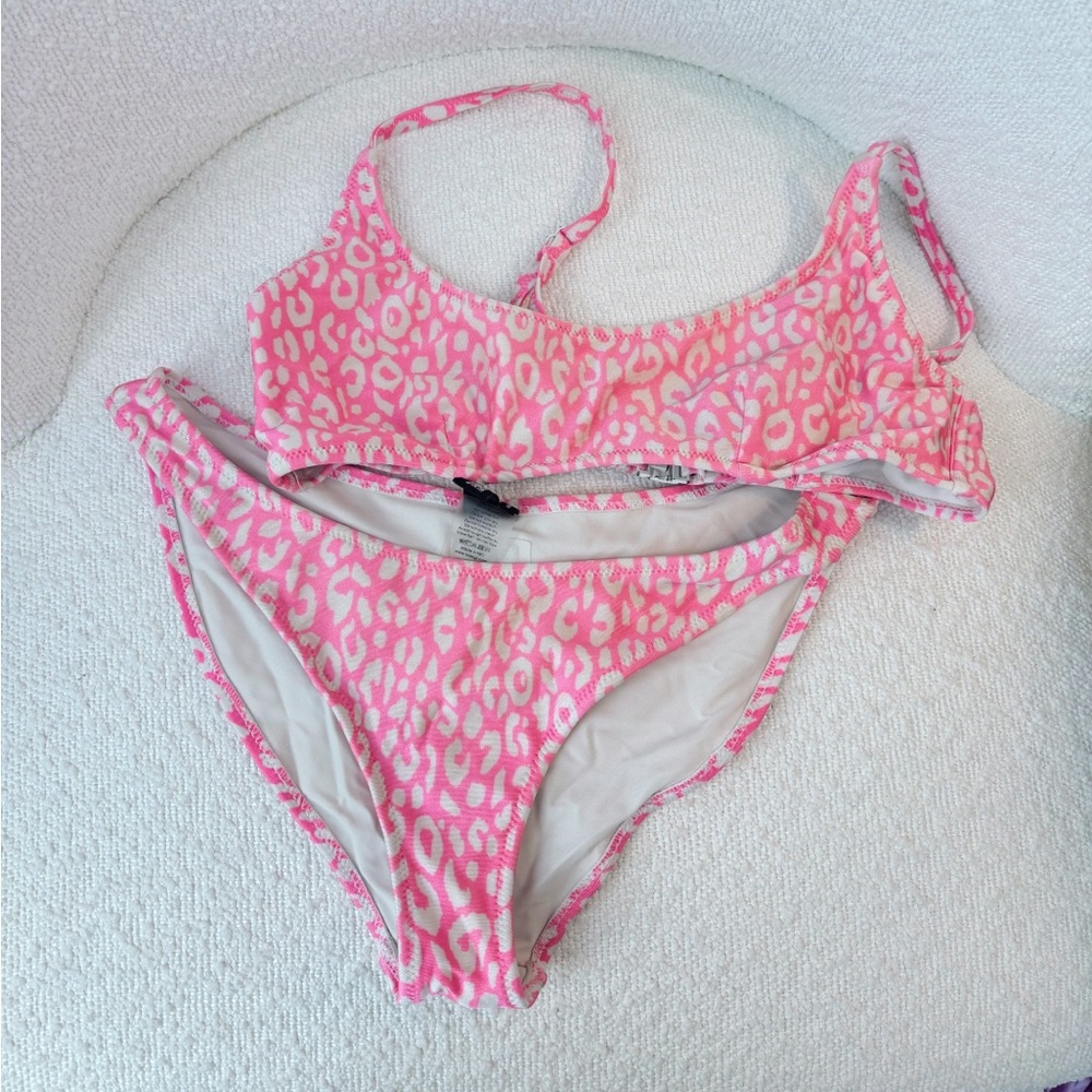 triangl pink cheetah bikini 👙